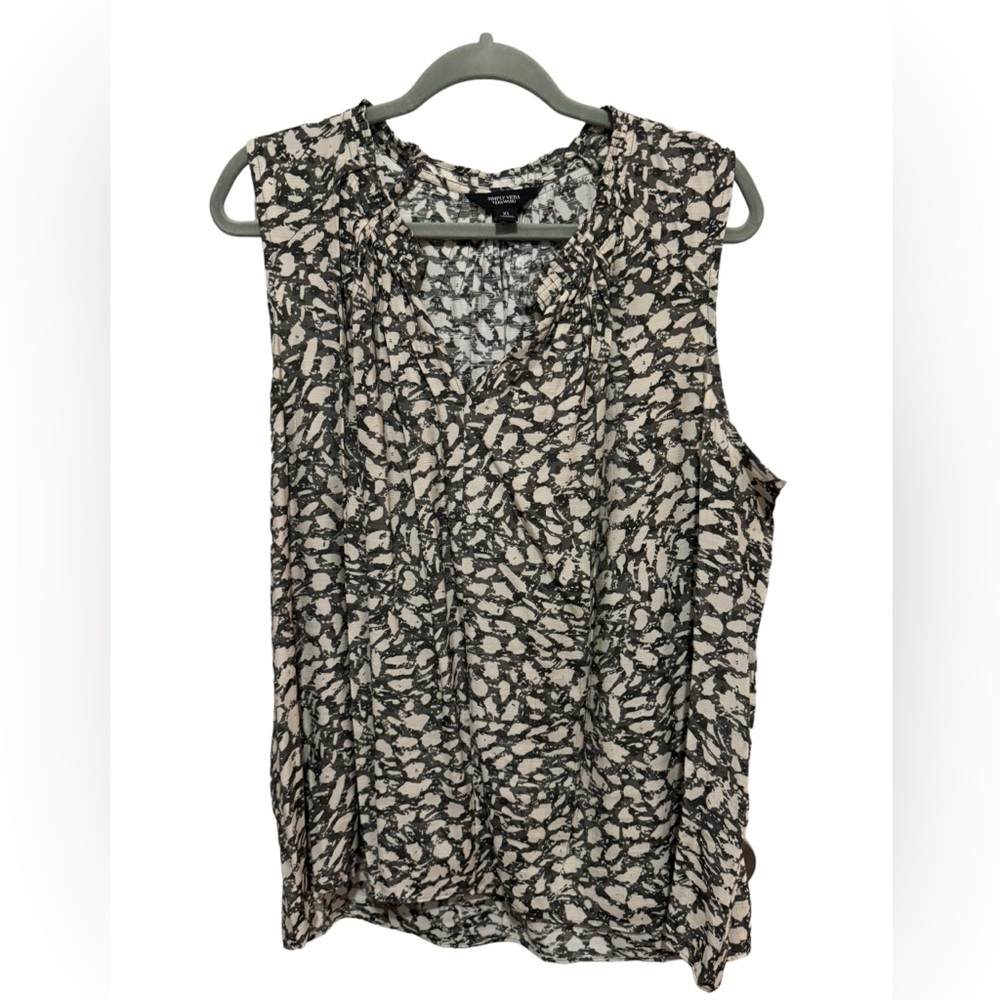 Simply Vera Vera Wang Black and Cream Printed Sleeveless Blouse